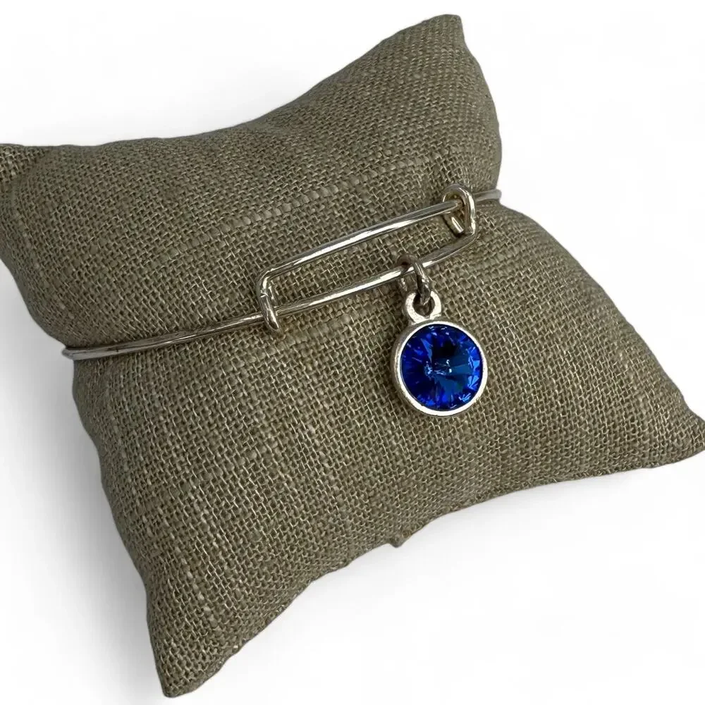 Alex and Ani Sapphire Blue Rhinestone Charm Bangle Bracelet September Birthstone